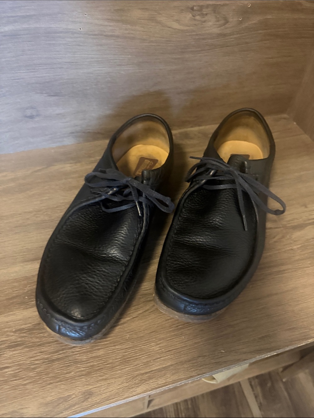 Black Leather Men's Casual Lace-Up Shoes